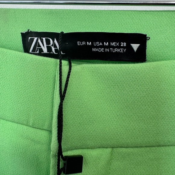 Zara High Waist Crop Flare Pants Green - Picture 5 of 13